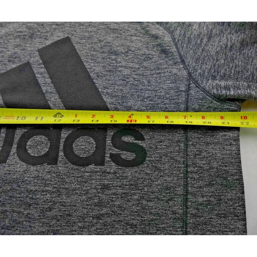 ADIDAS Gray Black Marled Print Climawarm Long Sleeve‎ Sweater Top M Pullover